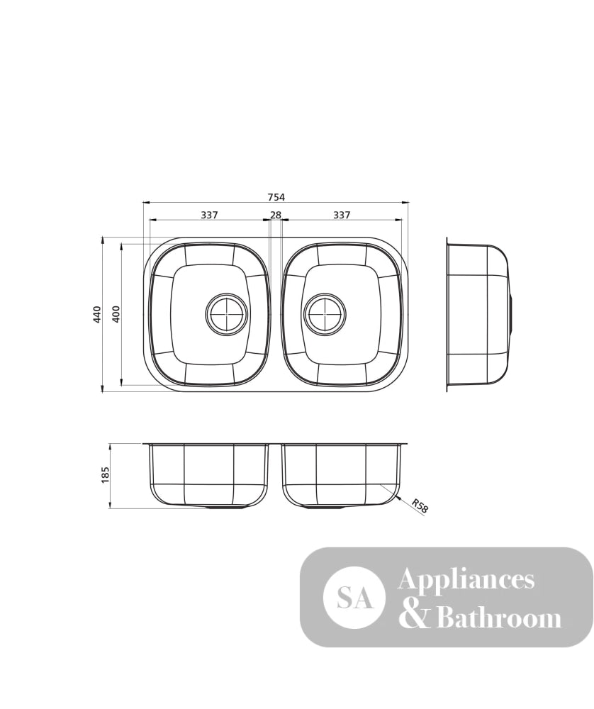 Seima 192401 Acero 754 Sink Undermount Stainless Steel - Sinks
