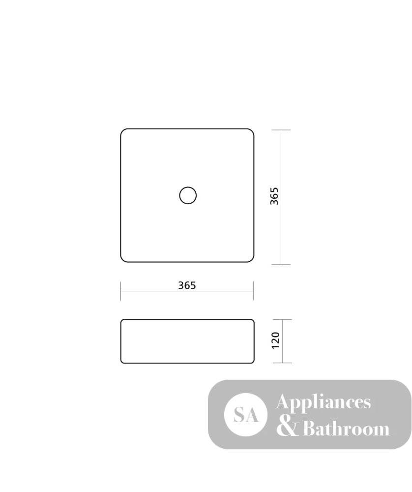Seima 192622 Cleo 365 Fluted Square Above Counter Basin 365x365mm Gloss White - Above Counter Basins