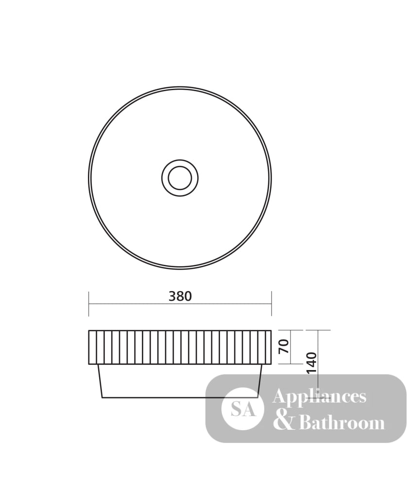 Seima 192941 Cleo 380 Fluted Round Semi-Inset Basin 380x380mm Matte White - Above Counter Basins