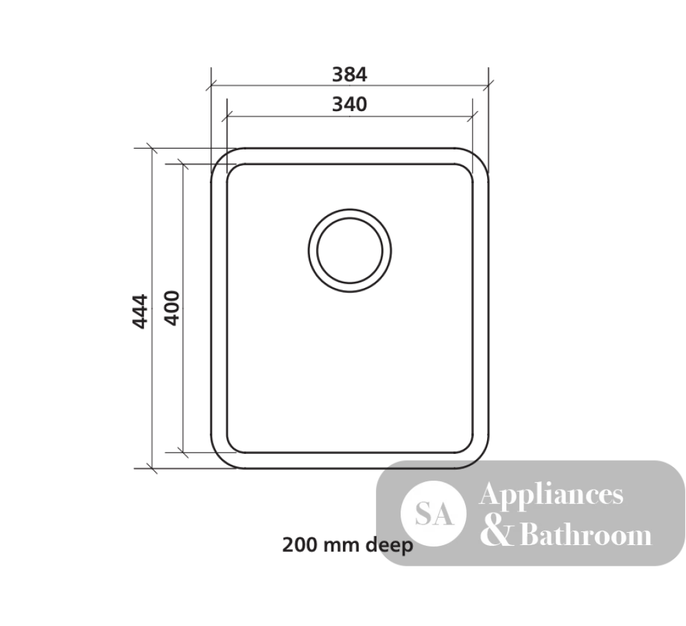 Seima Kubic 340 Single Bowl Sink No Taphole 191669 - Sinks