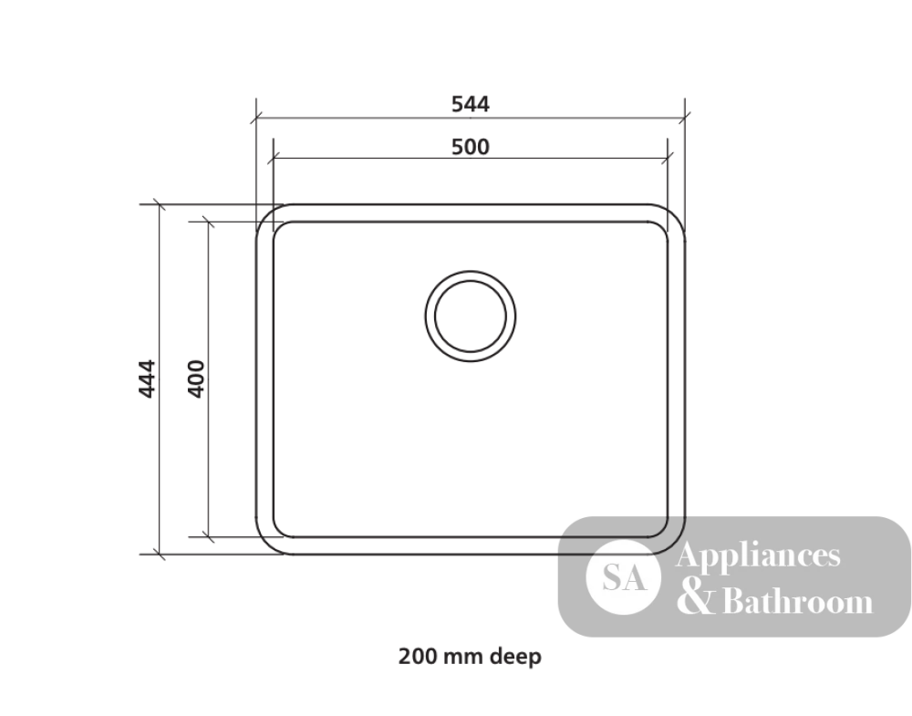 Seima Kubic 500 Single Bowl Sink with Overflow No Taphole 191674 - Sinks