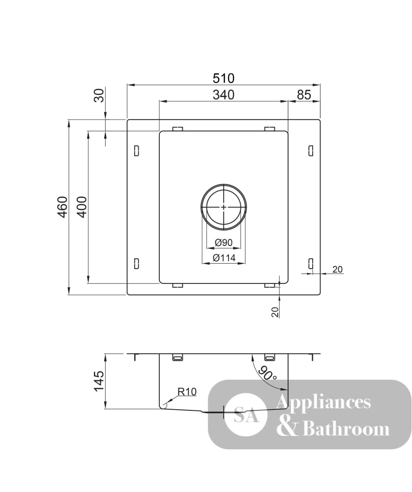 Seima Kubic 510 Care Topmount Sink 1 Bowl (No Taphole) 510x460mm Stainless Steel 192929 - Sinks