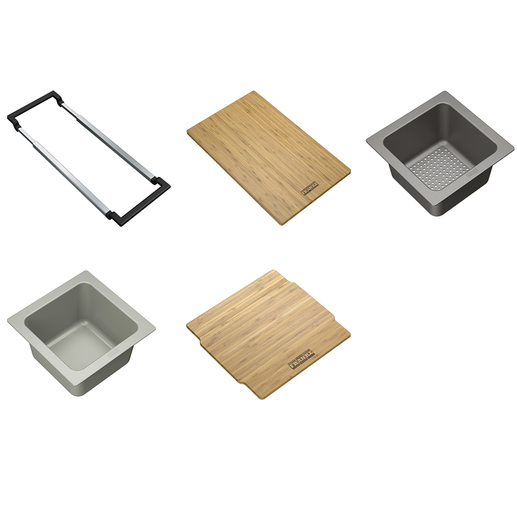 Franke Accessories System - All in Pack 1- Bridge, C/board, Small Strainer, Small Storage Bowl, Lid