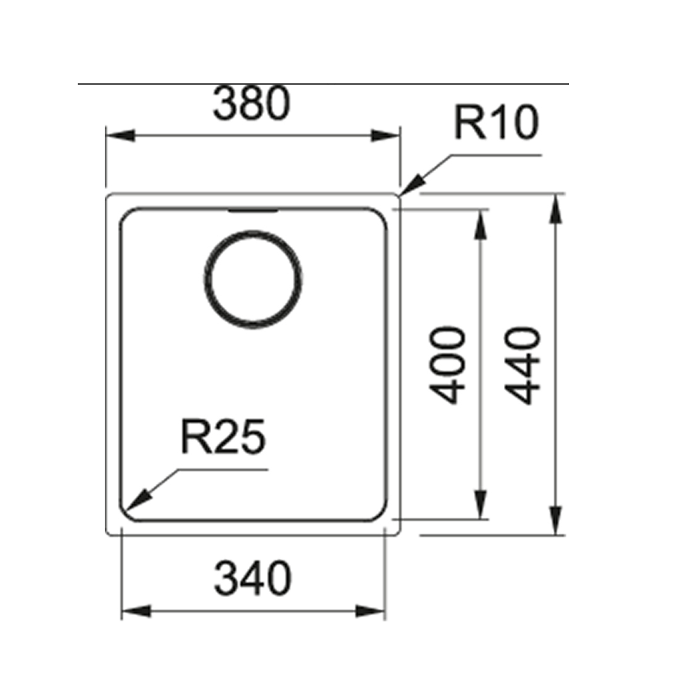 Franke Mythos Single Bowl 340mm Undermount Stainless Steel, MYX110-34B