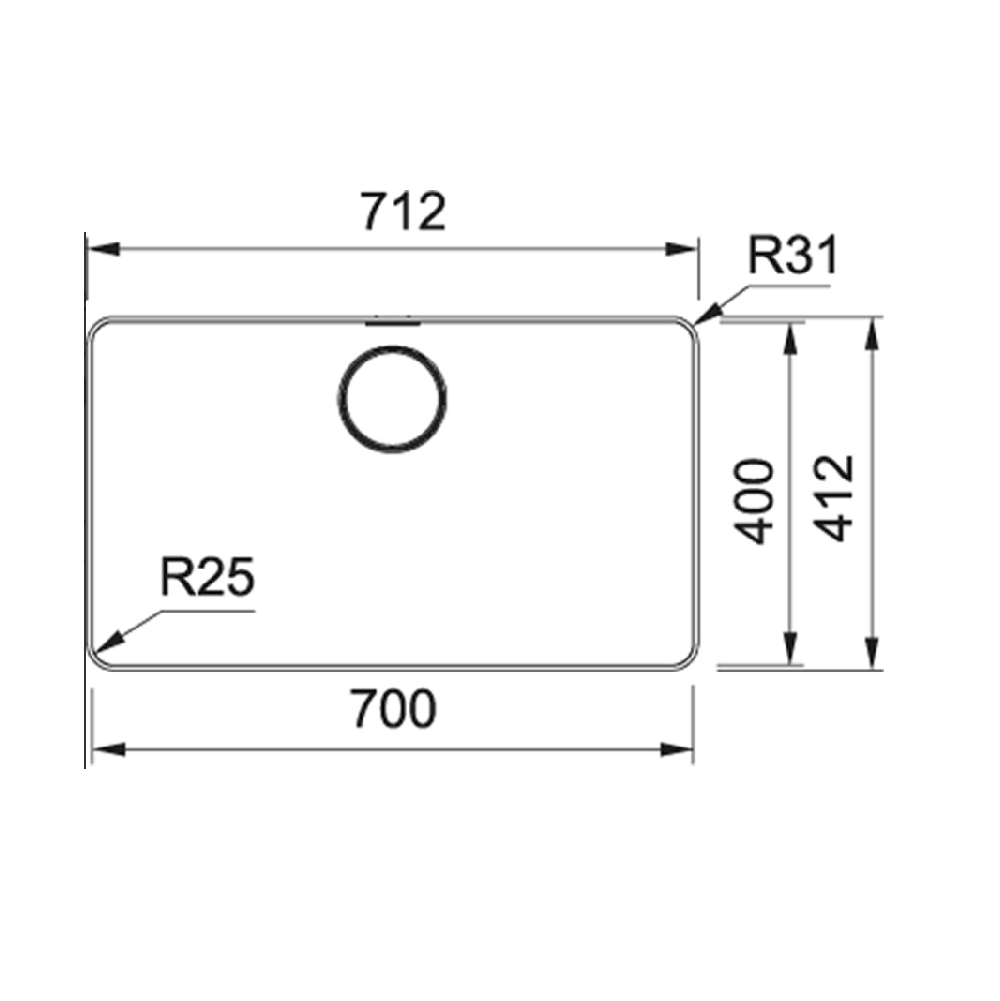 Franke Mythos Single Bowl 700mm Top Mount Stainless Steel, MYX210-70B