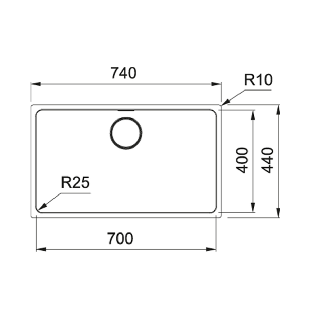 Franke Mythos Single Bowl 700mm Undermount Stainless Steel, MYX110-70B
