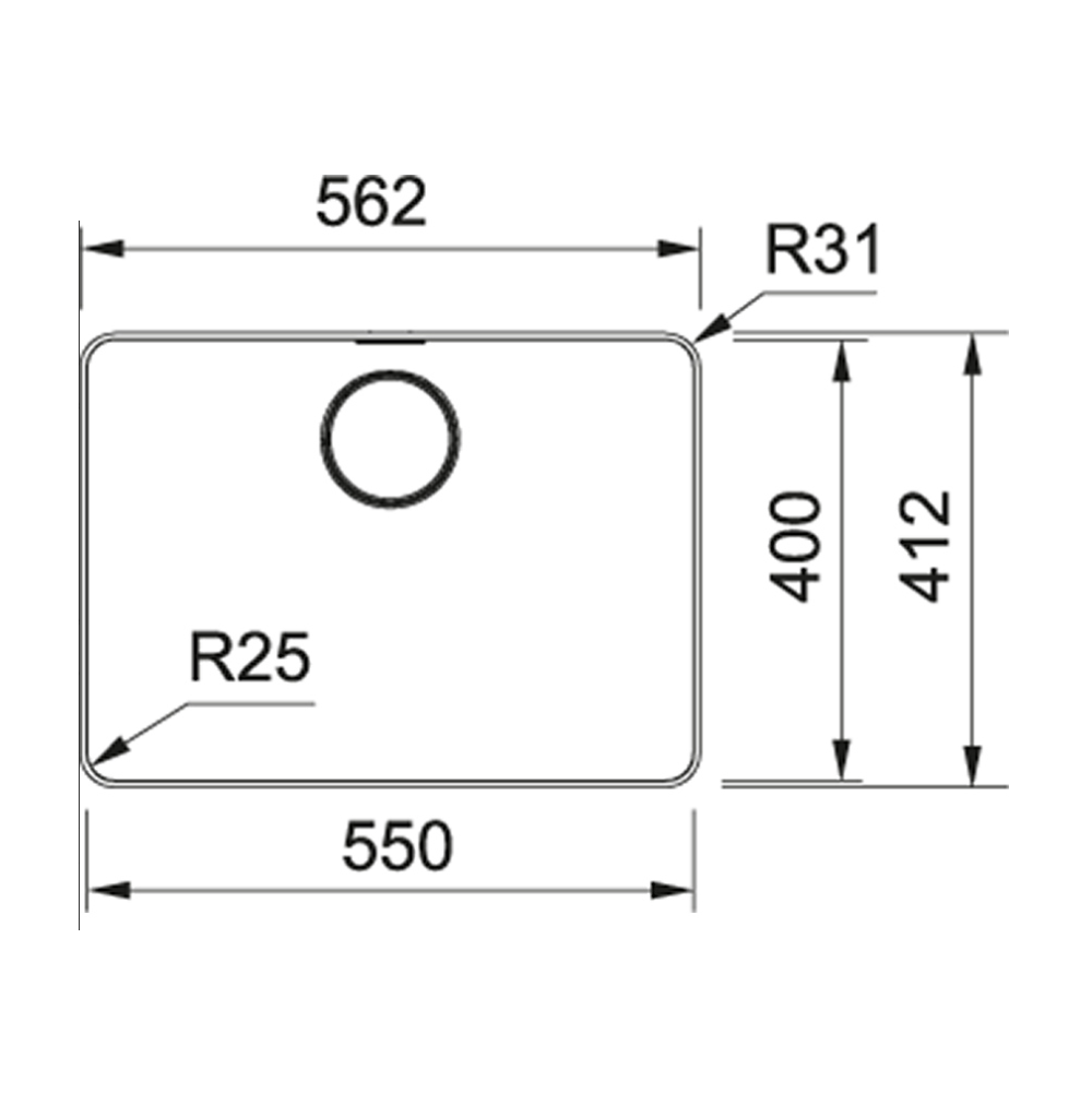 Franke Mythos Single Bowl 550mm Top Mount Stainless Steel, MYX210-55B