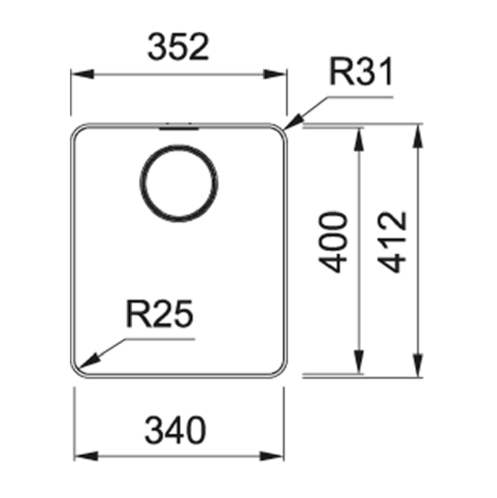 Franke Mythos Single Bowl 340mm Top Mount Stainless Steel, MYX210-34B