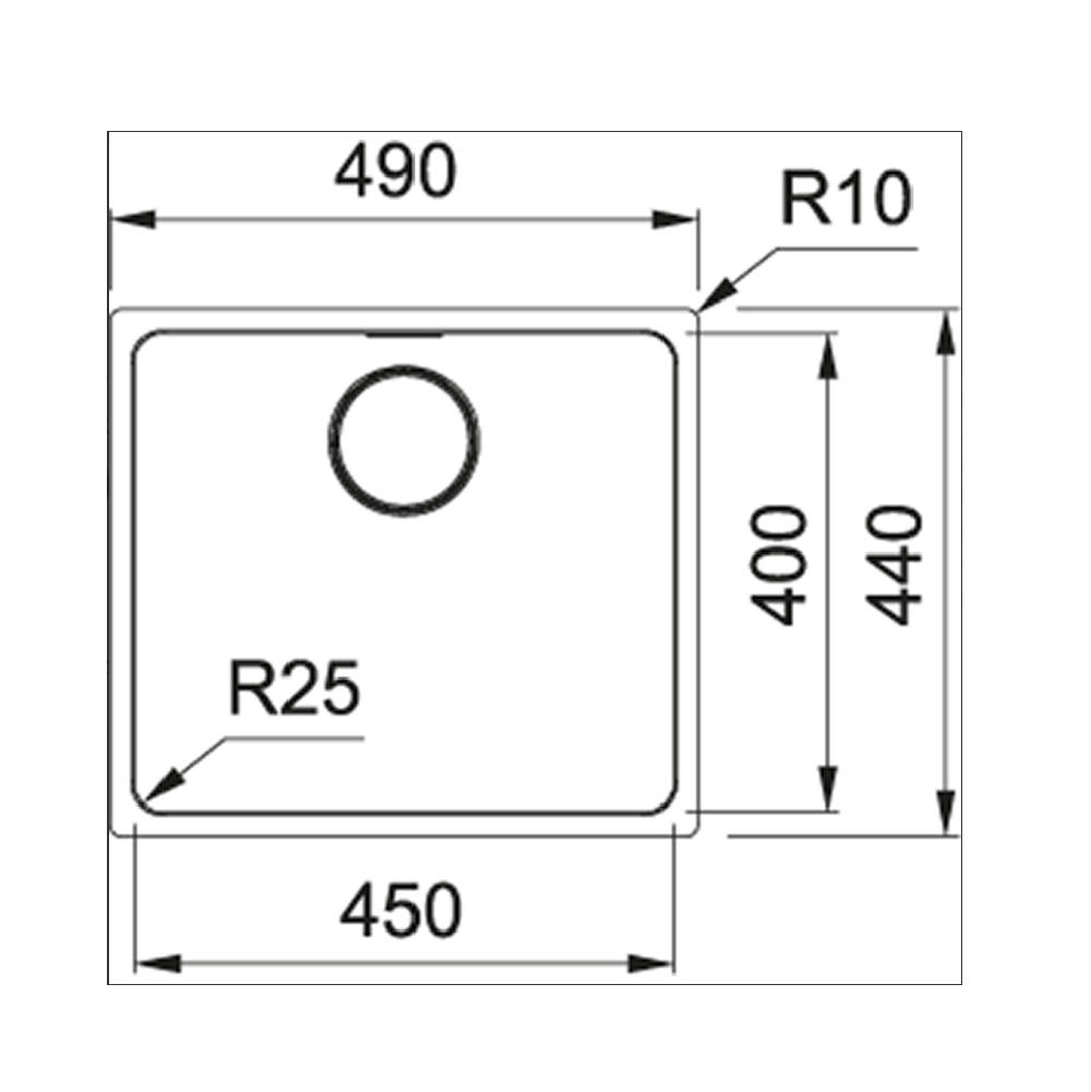 Franke Mythos Single Bowl 450mm Undermount Stainless Steel, MYX110-45B