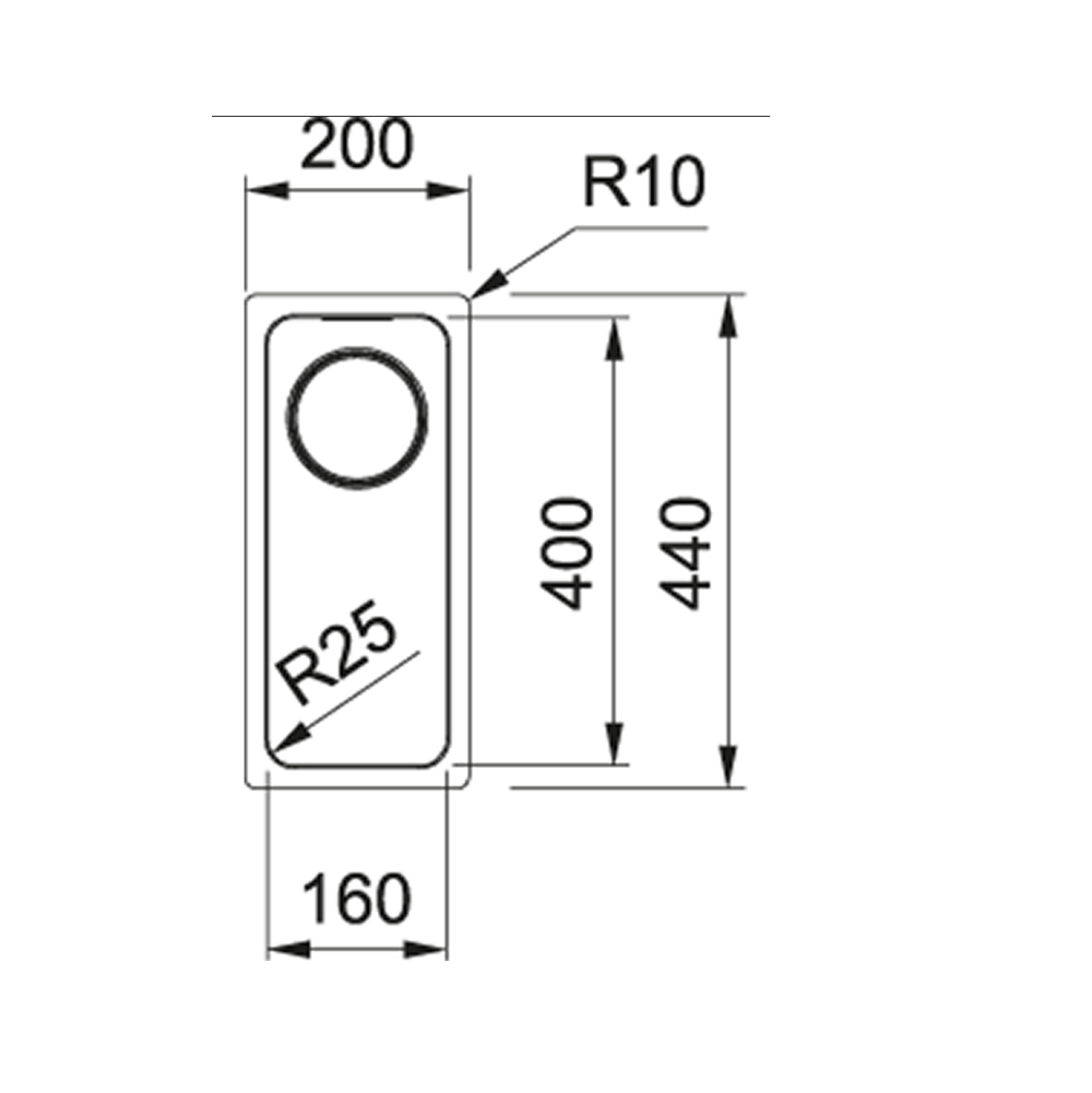 Franke Mythos Single Bowl 160mm Undermount Stainless Steel, MYX110-16B