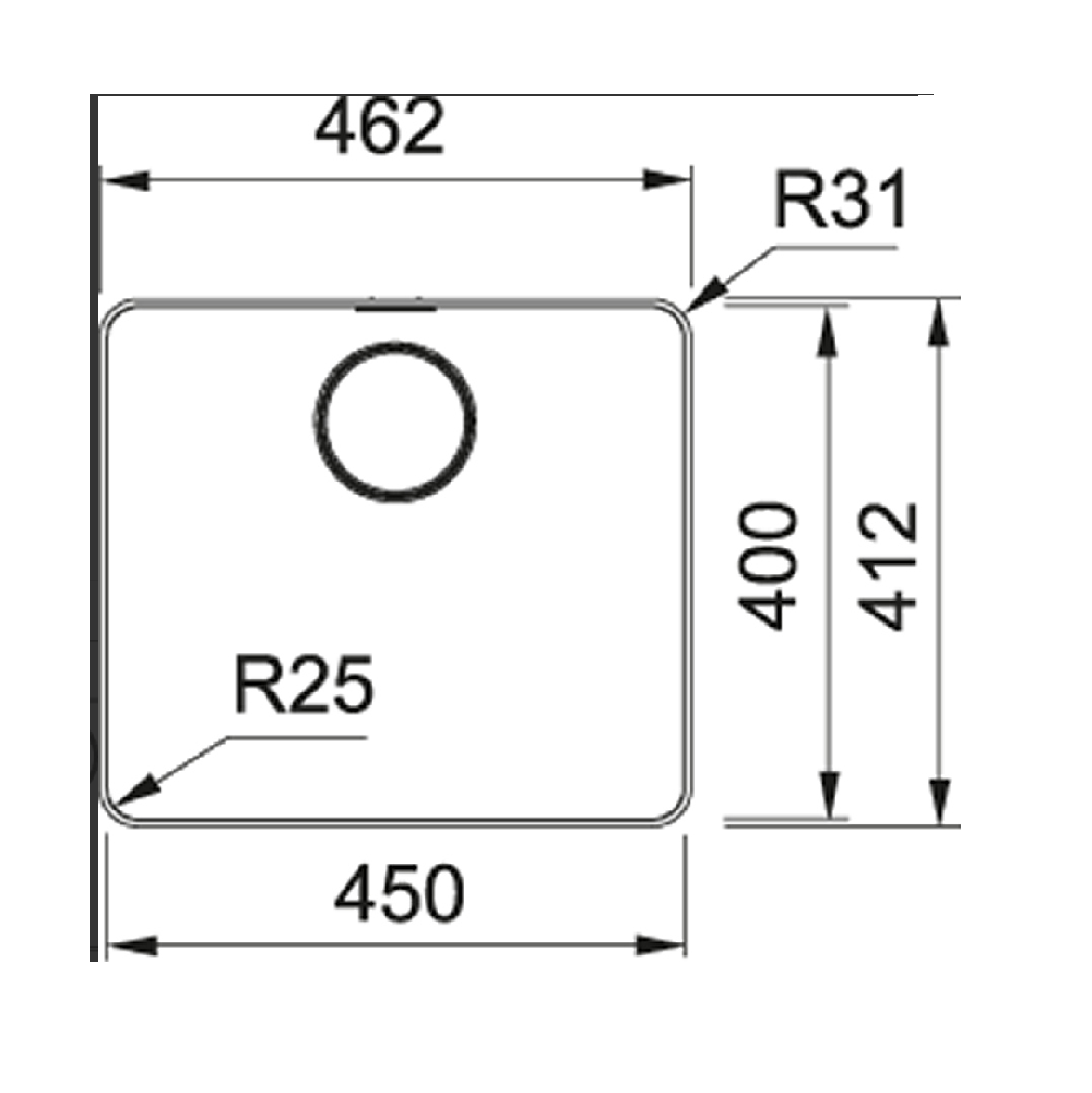 Franke Mythos Single Bowl 450mm Top Mount Stainless Steel, MYX210-45B