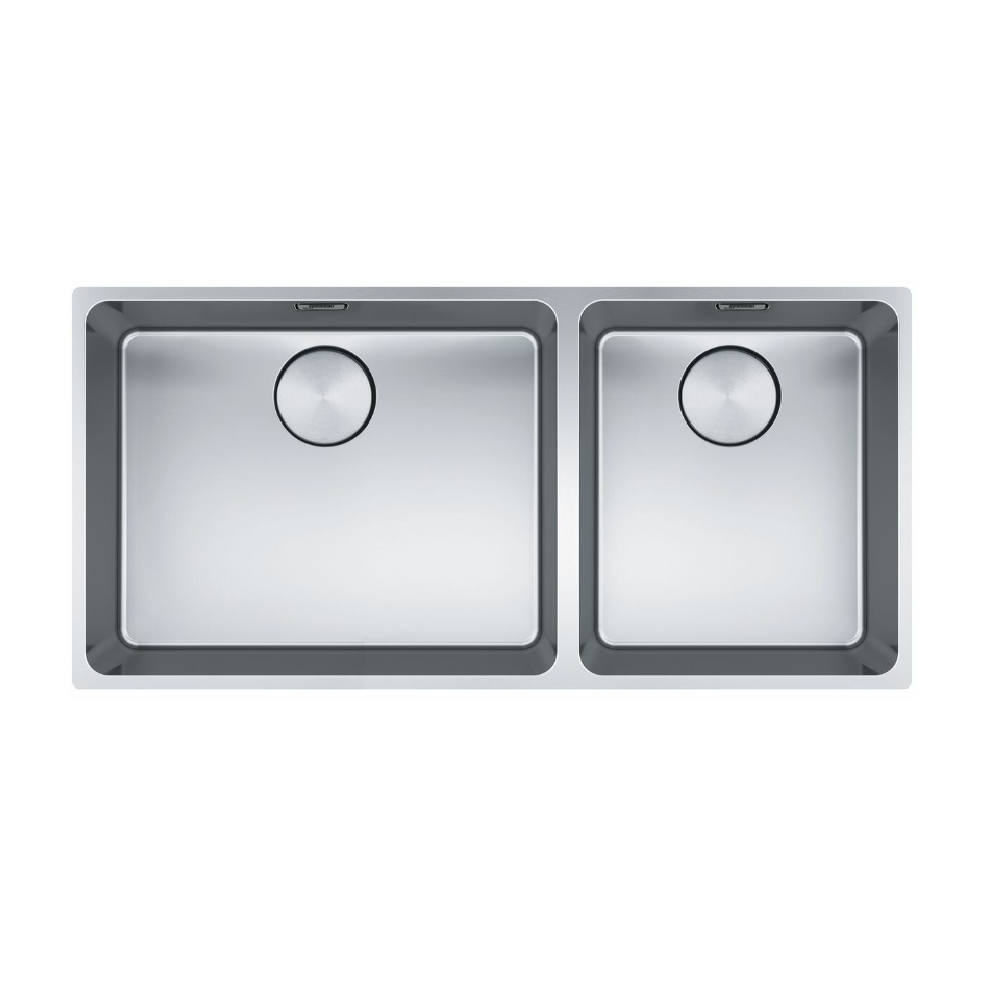 Franke Mythos Double Bowl 895mm Top Mount/ Flush Mount/ Undermount Stainless Steel with Accessories, MYX220-50/34FPCSBR