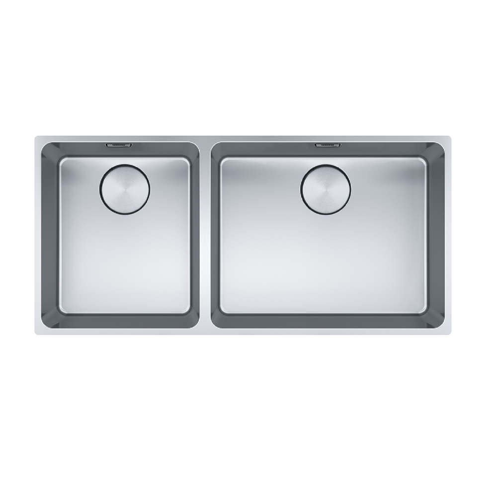 Franke Mythos Double Bowl 895mm Top Mount/ Flush Mount/ Undermount Stainless Steel with Accessories, MYX220-50/34FPCSBL
