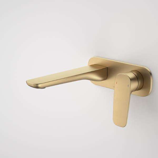 Caroma 849051BB6AF Contura II 180mm Wall Basin/Bath Mixer - Brushed Brass