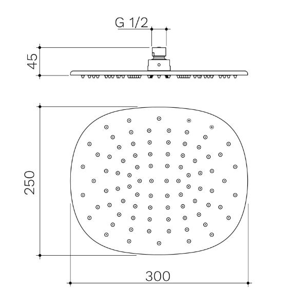 Caroma 849083C4A Contura II 300mm Rain Shower - Chrome