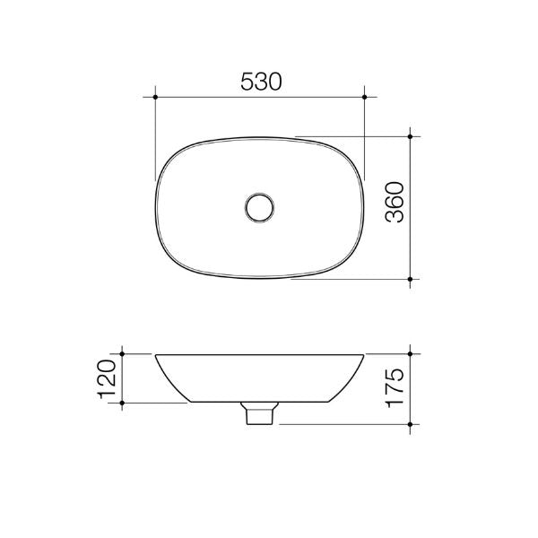 Caroma 853200CL Contura II 530mm Above Counter Basin - Matte Clay