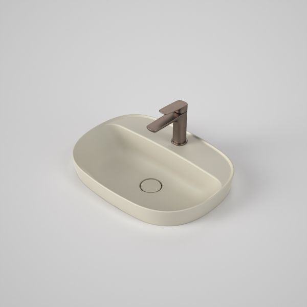 Caroma 853410CL Contura II 530mm Inset Basin with Tap Landing (1 Tap Hole) - Matte Clay