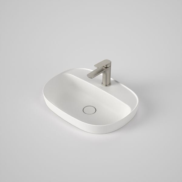 Caroma 853410MW Contura II 530mm Inset Basin with Tap Landing (1 Tap Hole) - Matte White