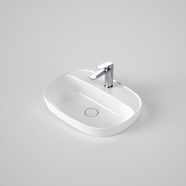 Caroma 853410W Contura II 530mm Inset Basin with Tap Landing (1 Tap Hole) - White