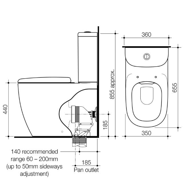 Caroma 848801MW 848802MW Contura II Cleanflush Wall Faced Close Coupled Suite - Matte White