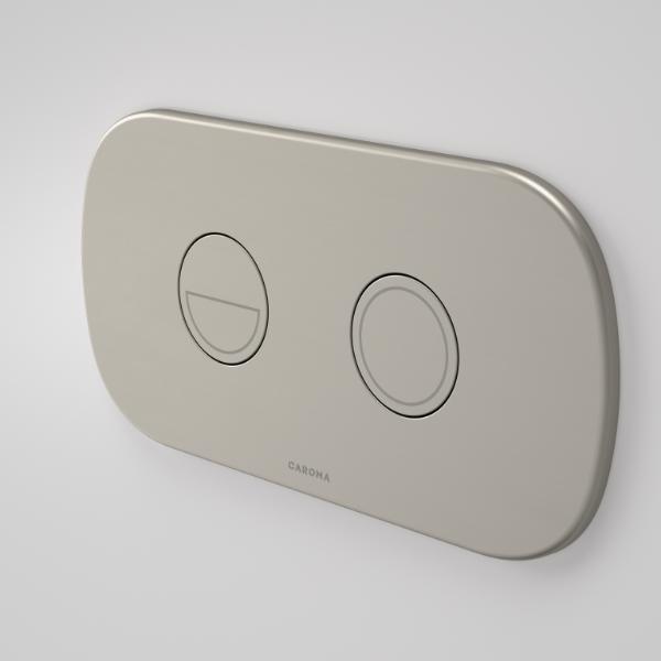Caroma 848810BN Contura II Invisi Series II Round DC Dual Flush Button Panel - Brushed Nickel