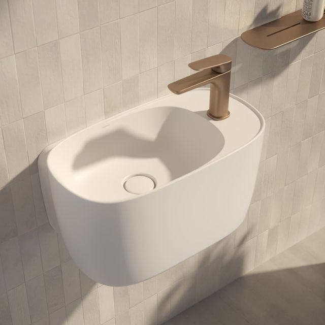 Caroma 853710MW Contura II Hand Wall Basin (1 Tap Hole) - Matte White