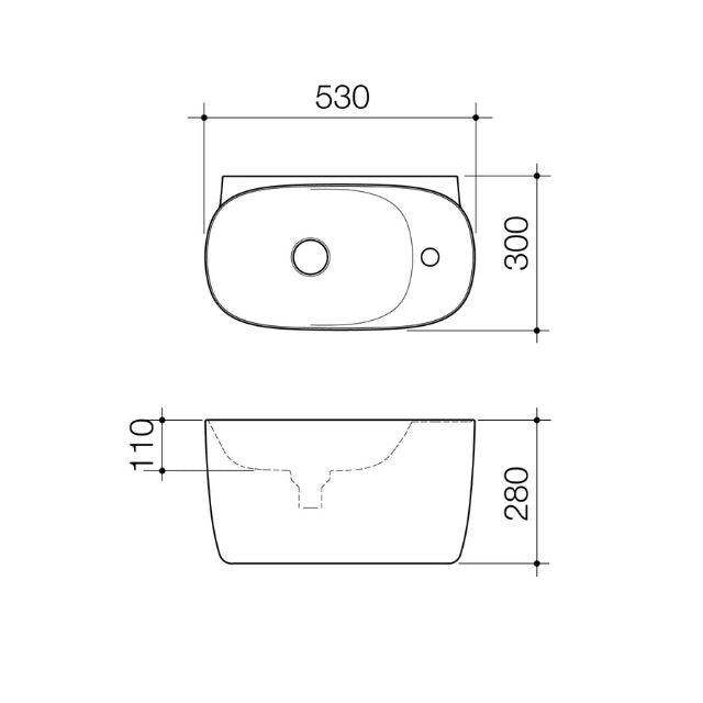 Caroma 853710W Contura II Hand Wall Basin (1 Tap Hole) - White