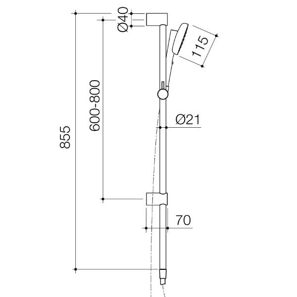 Caroma 849081B4A Contura II Rail Shower - Black