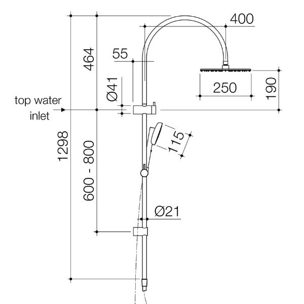 Caroma 849080BN4A Contura II Rail Shower with Overhead - Brushed Nickel
