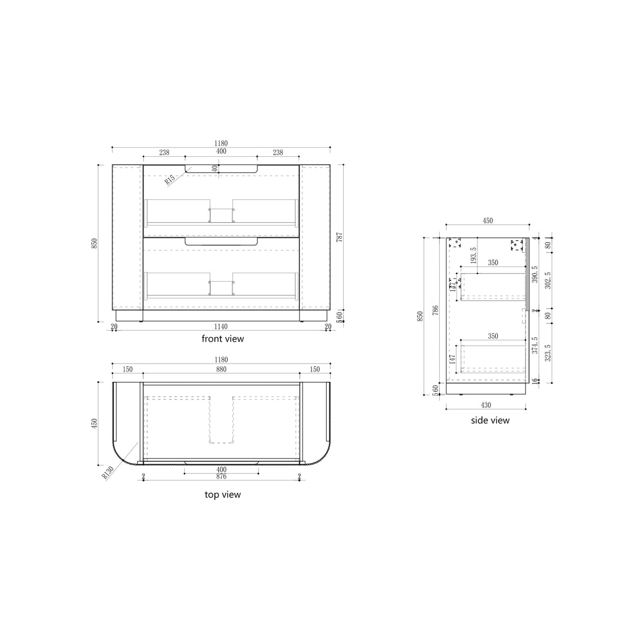 Aulic 1200mm Varcelli Floorstanding Vanity with Solid Surface Top Palis Top CA58-1200-ST66FT Vanity Units