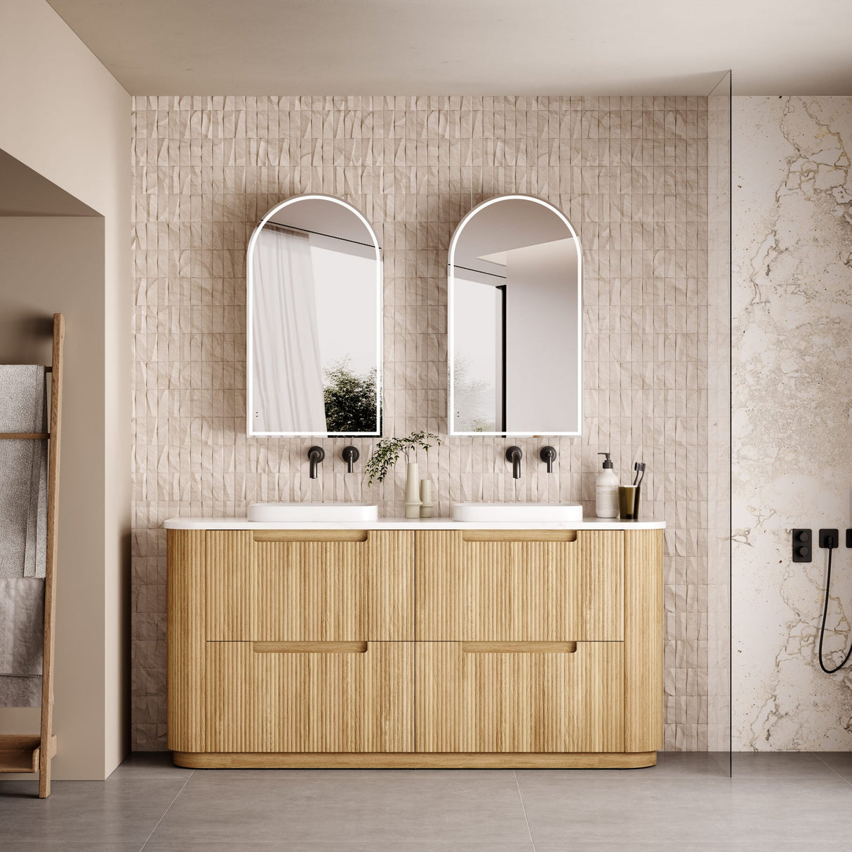 Aulic 1800mm Varcelli Floorstanding Vanity with Solid Surface Top Alpine Top CA58-1800D-ST86FT Vanity Units