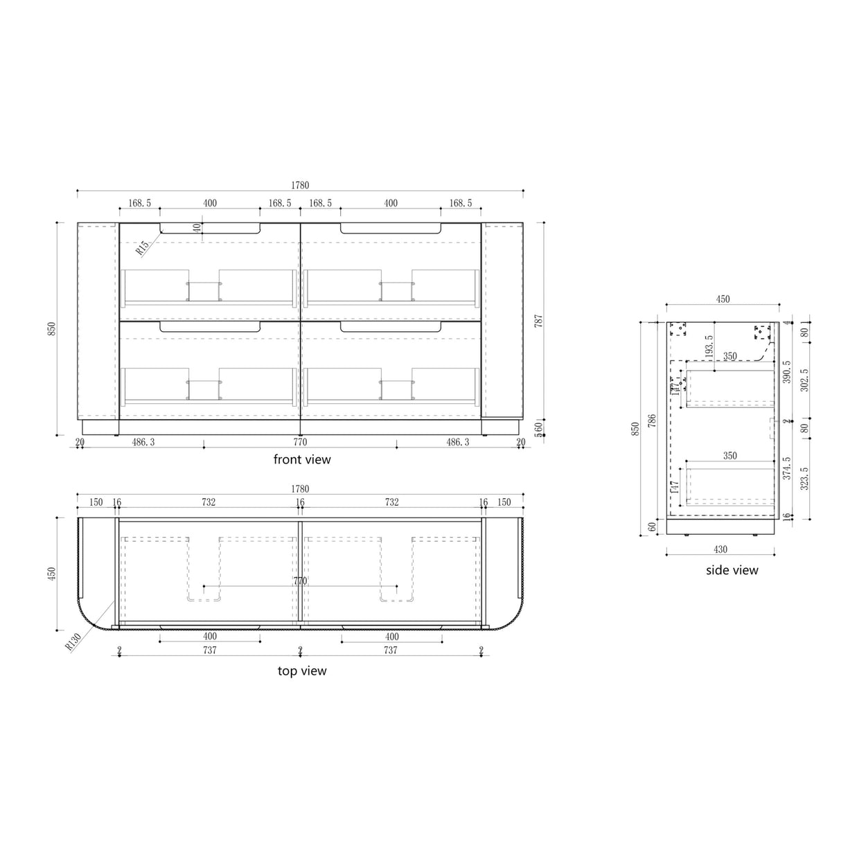 Aulic 1800mm Varcelli Floorstanding Vanity with Solid Surface Top Alpine Top CA58-1800D-ST86FT Vanity Units