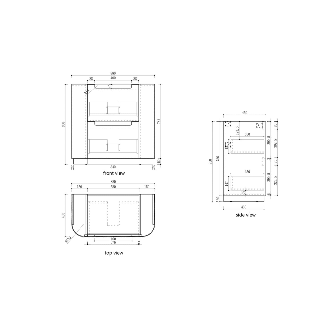 Aulic 900mm Varcelli Floorstanding Vanity with Solid Surface Top Snow Top CA58-900-ST46FT Vanity Units