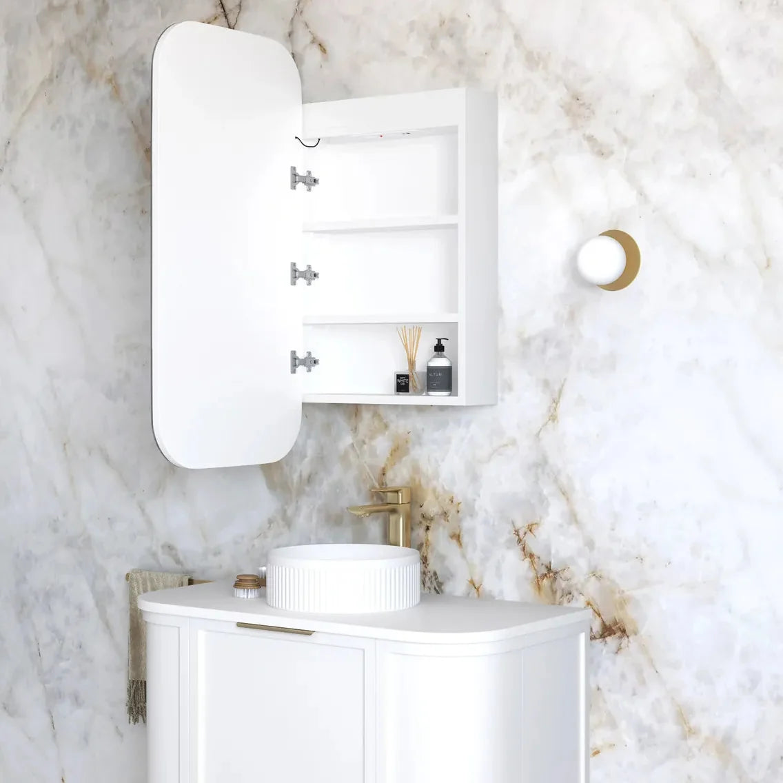 Otti LED-SSQ9045-VP LED Newport 900x450mm White Shaving Cabinet