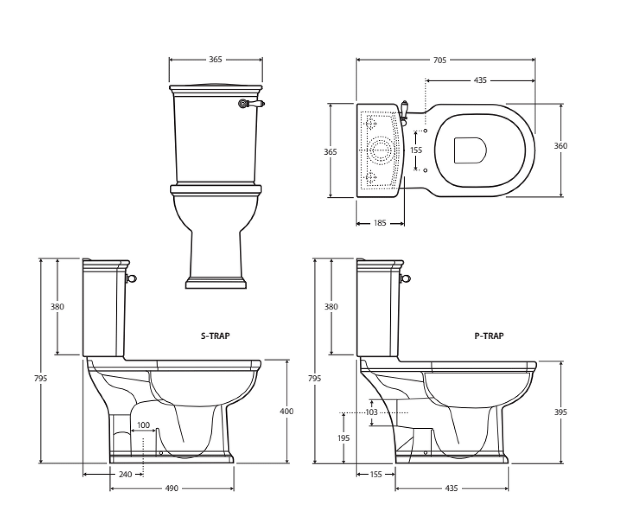 Fienza Rak Washington Close-Coupled Suite S-Trap 240 - White