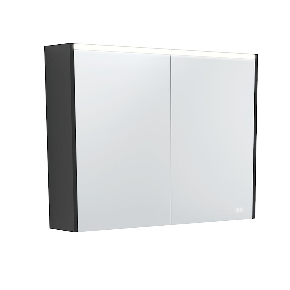 Fienza PSC900B-LED 900mm Mirror LED Cabinet, Satin Black