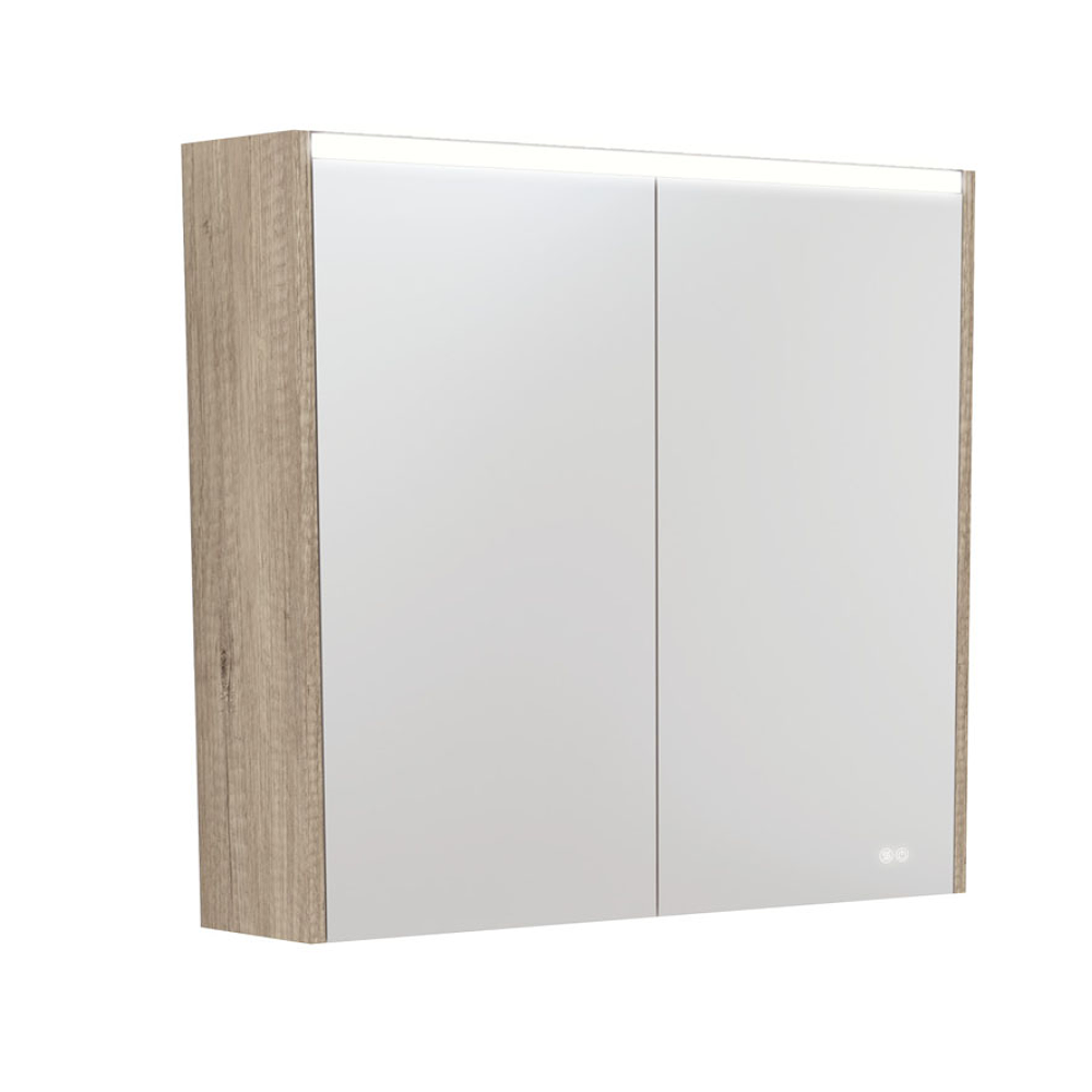 Fienza PSC750S-LED 750mm Mirror LED Cabinet, Scandi Oak