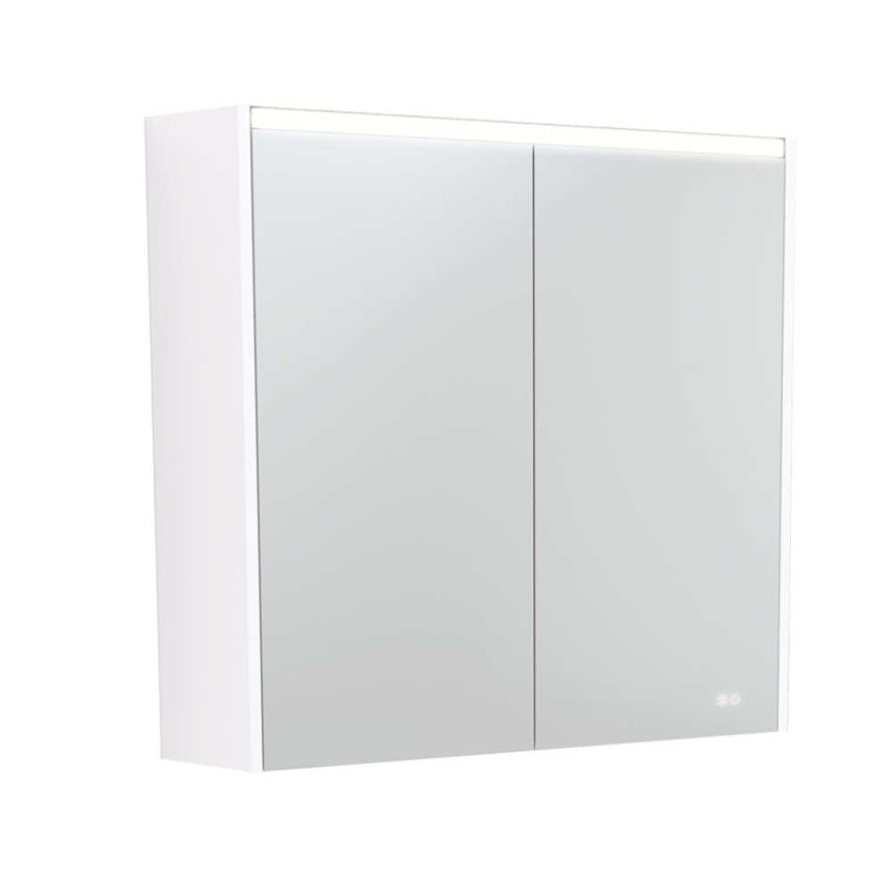 Fienza 750mm PSC750MW-LED Mirror LED Cabinet, Satin White
