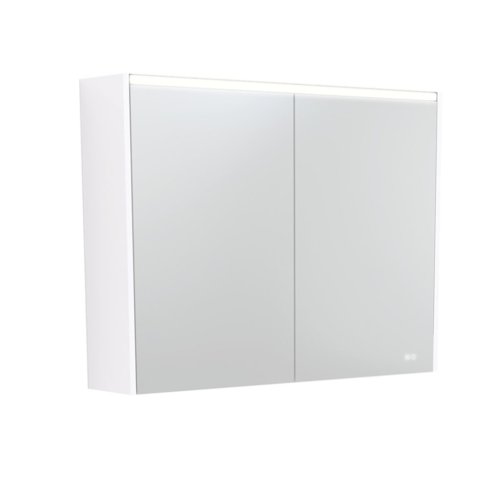Fienza PSC900MW-LED 900mm Mirror LED Cabinet, Satin White