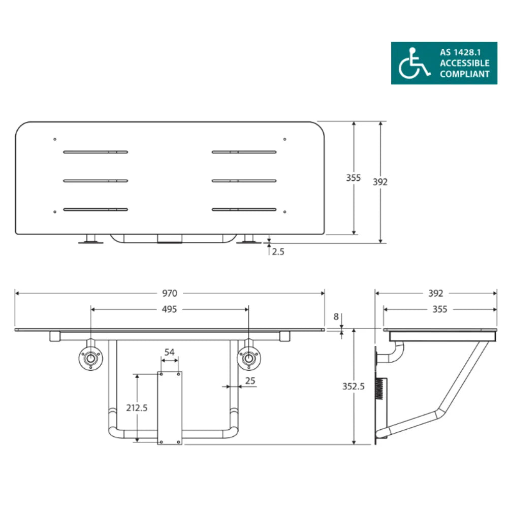 Fienza 202099 Luciana Care Accessible Folding Shower Seat