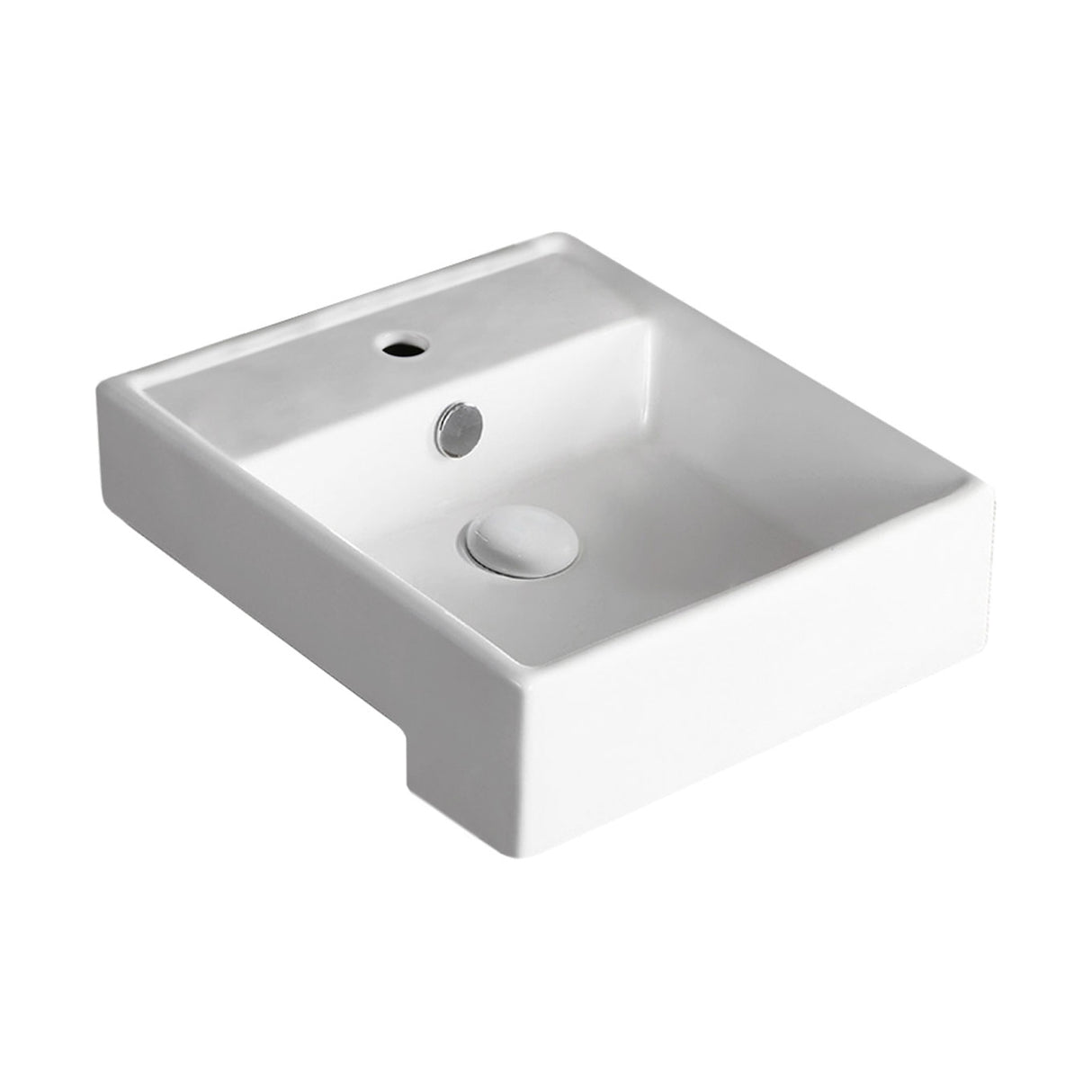 Fienza 2041B Helen Junior Semi Recessed 1 Tap Hole Ceramic Basin, White