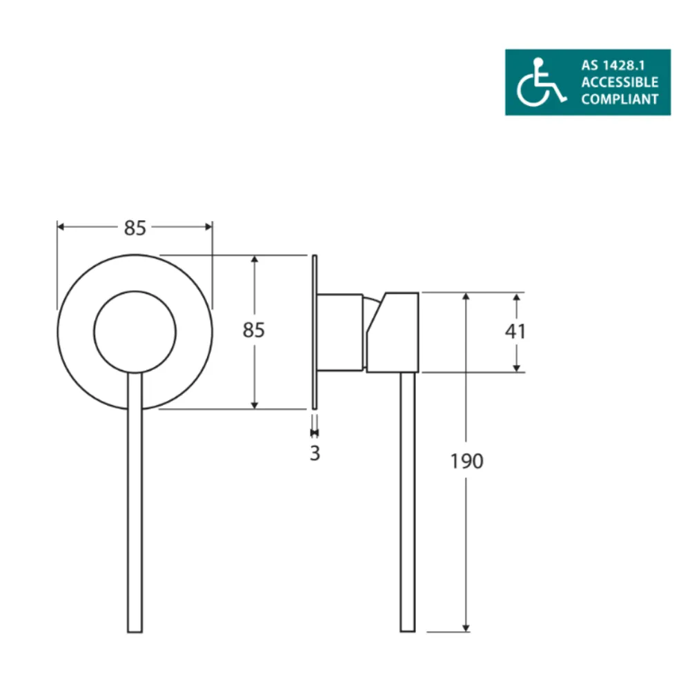 Fienza 213101D-2 Isabella Care Chrome Wall Basin Mixer With Round Plate