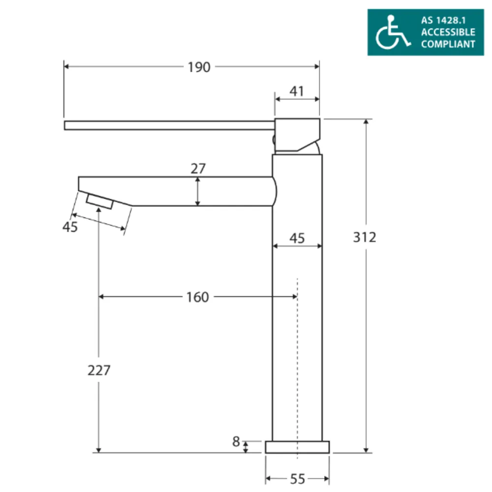 Fienza 213107D Isabella Care Chrome Tall Basin Mixer Tap