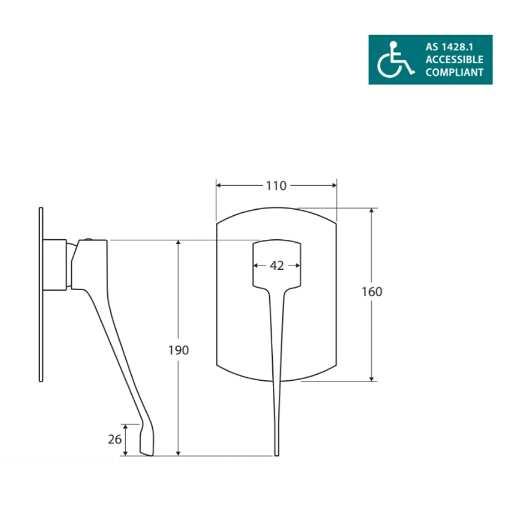 Fienza 218101BD Koko Care Wall Basin Mixer, Matte Black