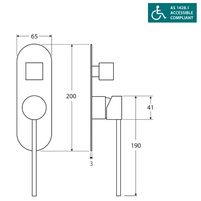 Fienza 225102D Hustle Care Matte Black Wall Basin Diverter Mixer