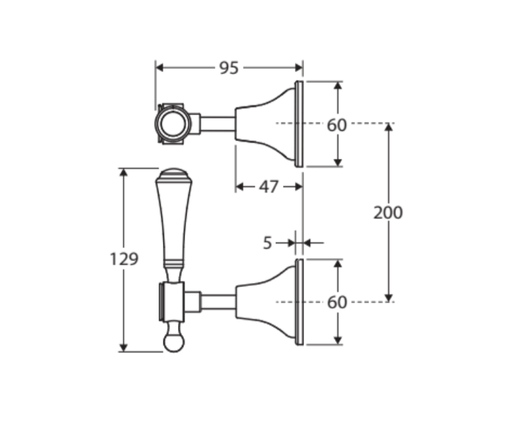 Fienza 339104 Lillian Wall Top Assemblies, Chrome with Ceramic White Handles