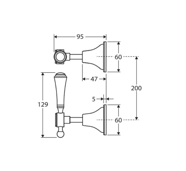 Fienza 339104UB Lillian Wall Top Assemblies, Urban Brass with Ceramic White Handles