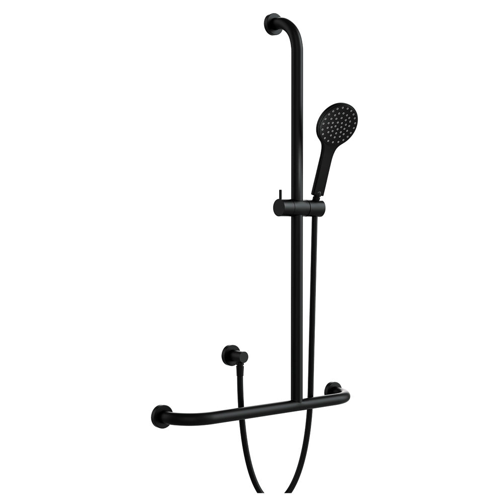 Fienza 444113BRH Hustle Care Right Hand Inverted T Rail Shower, Matte Black