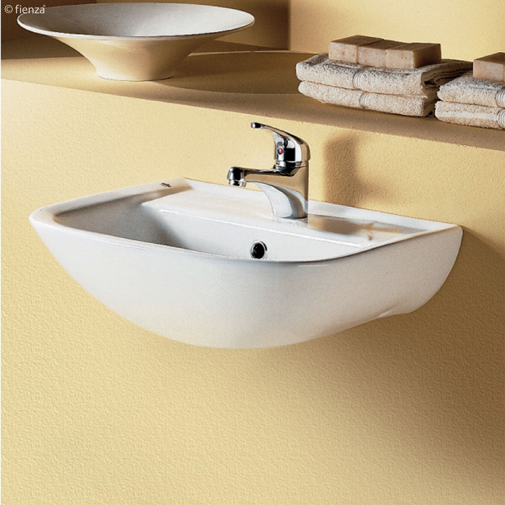 Fienza 600101W RAK Lara Wall Hung 1 Tap Hole Ceramic Basin, White