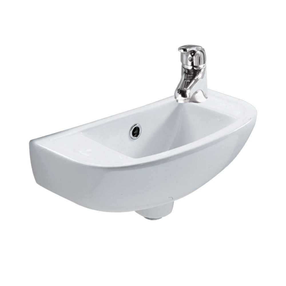 Fienza 601301W RAK 1 Tap Hole Compact Slim Wall Hung Ceramic Basin, White